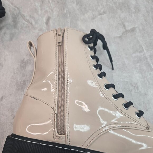Platform Combat Boots Chunky Grunge Y2k Lace Up Hiker Platform Patent Booties 8 - Picture 10 of 12